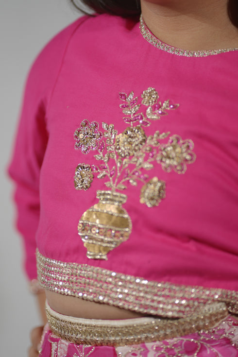 Pink Floral Lehenga